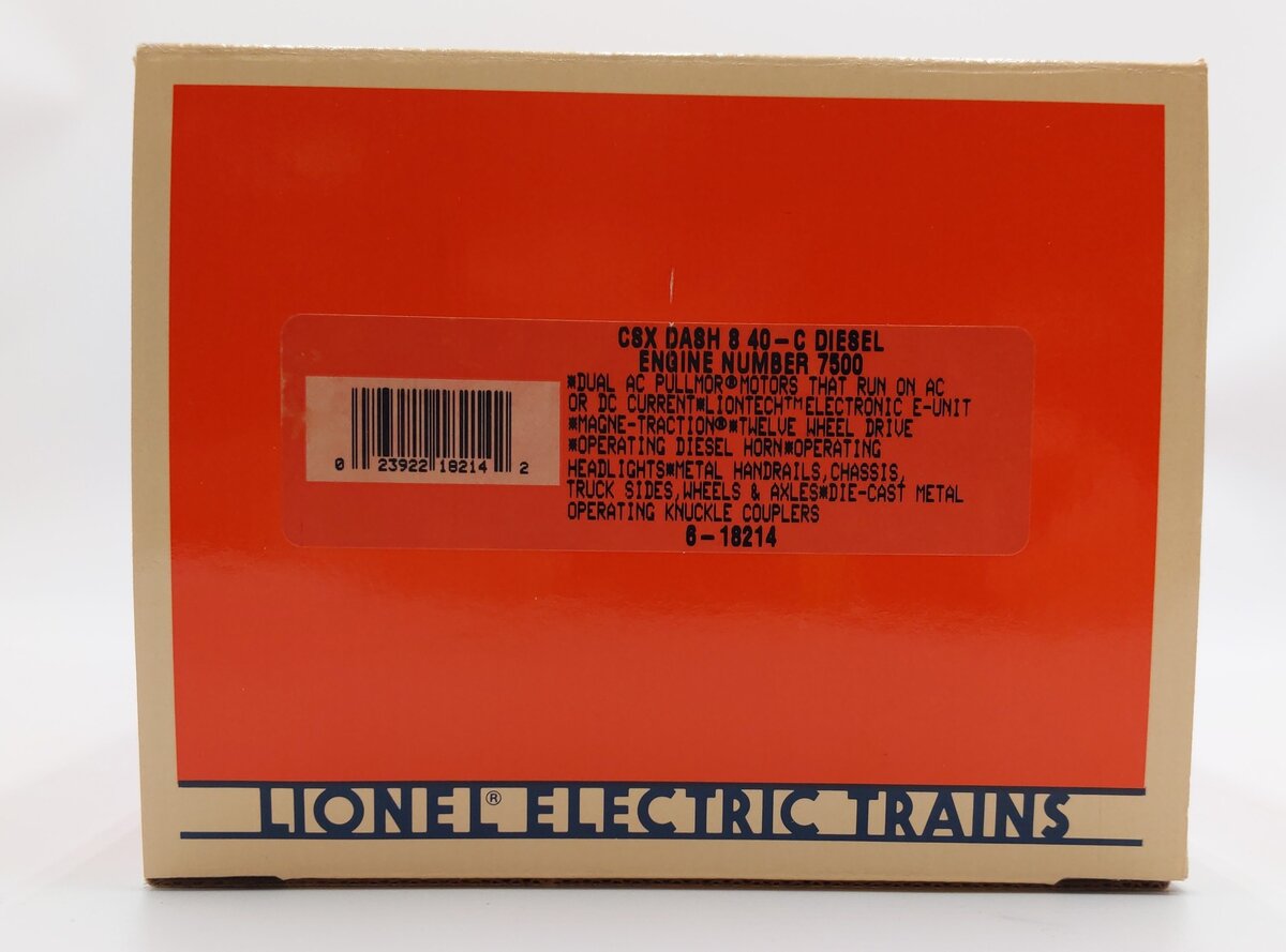 Lionel 6-18214 O Gauge CSX Dash 8 Diesel Locomotive with Horn #7500 EX/Box