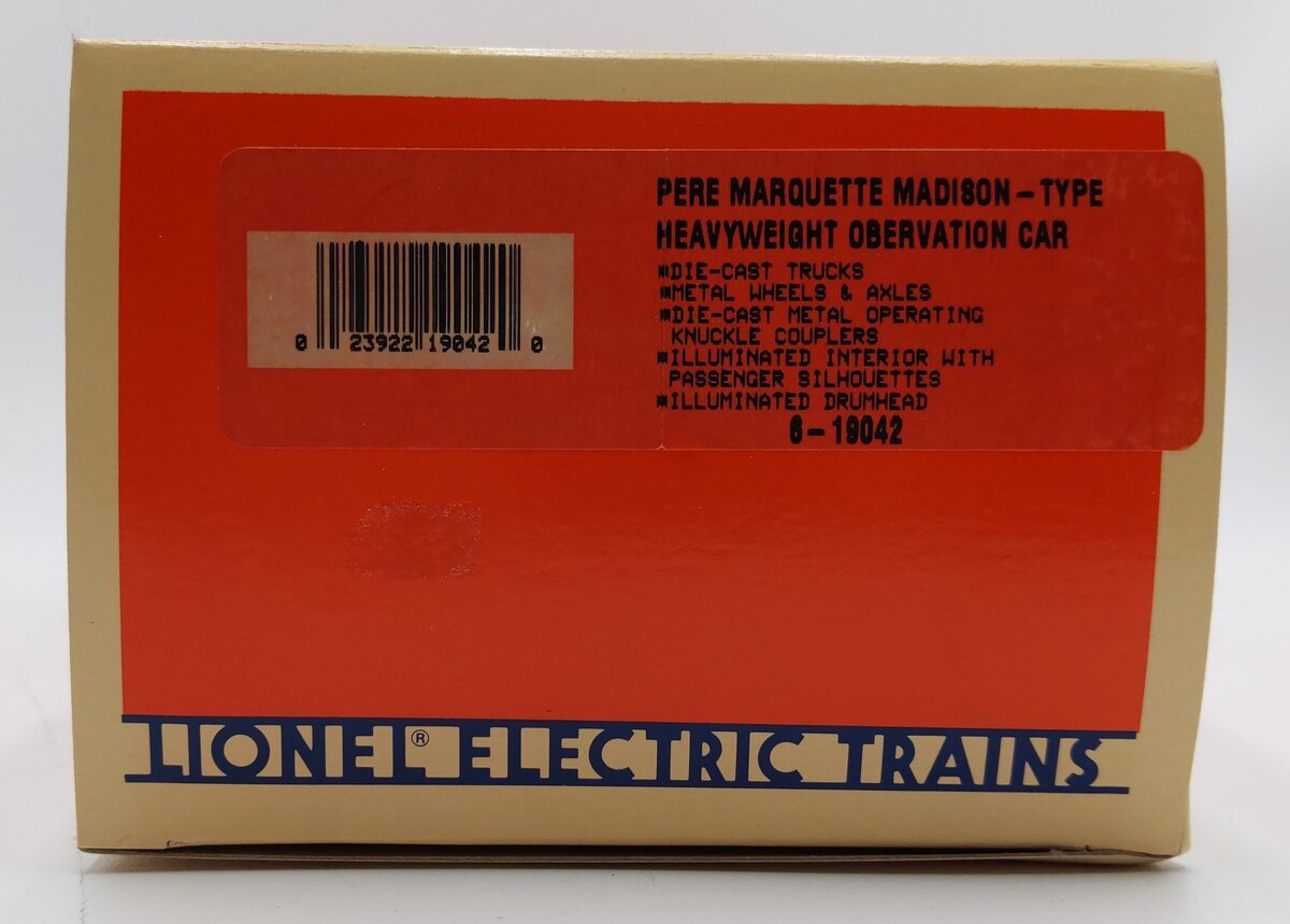 Lionel 6-19042 O Pere Marquette Heavyweight Madison Type Observation Car EX/Box