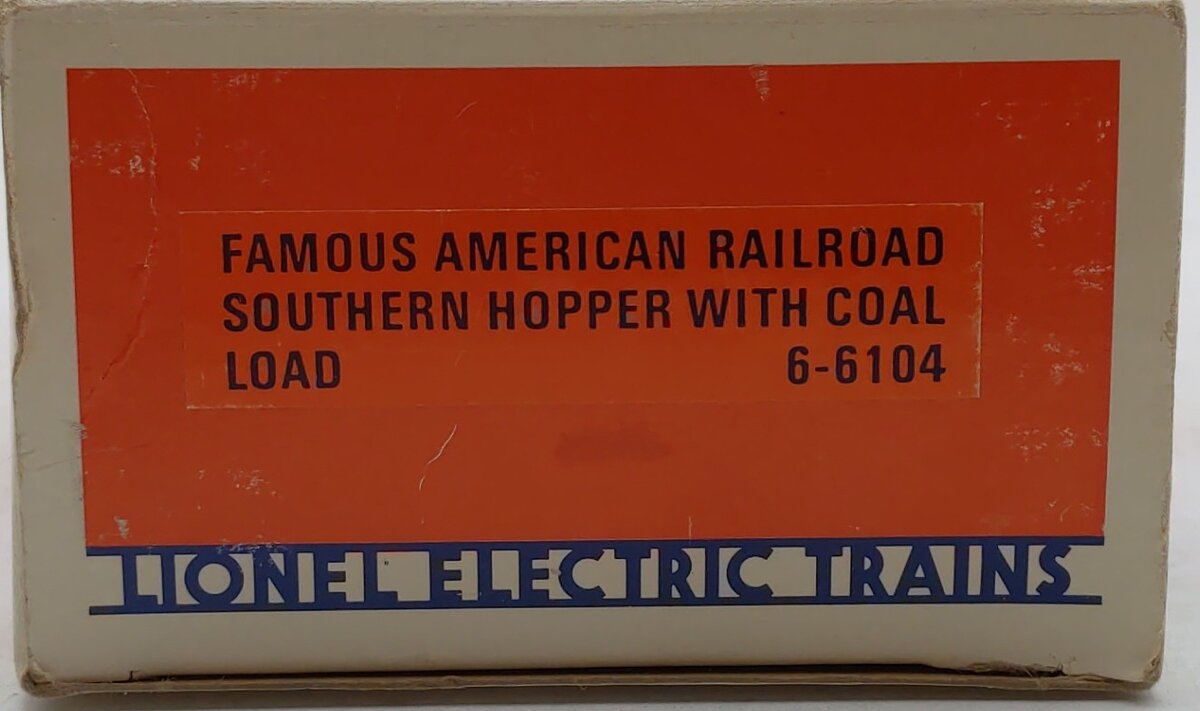 Lionel 6-6104 O Famous American Railroad Southern Hopper w/ Coal Load #6104 EX/Box