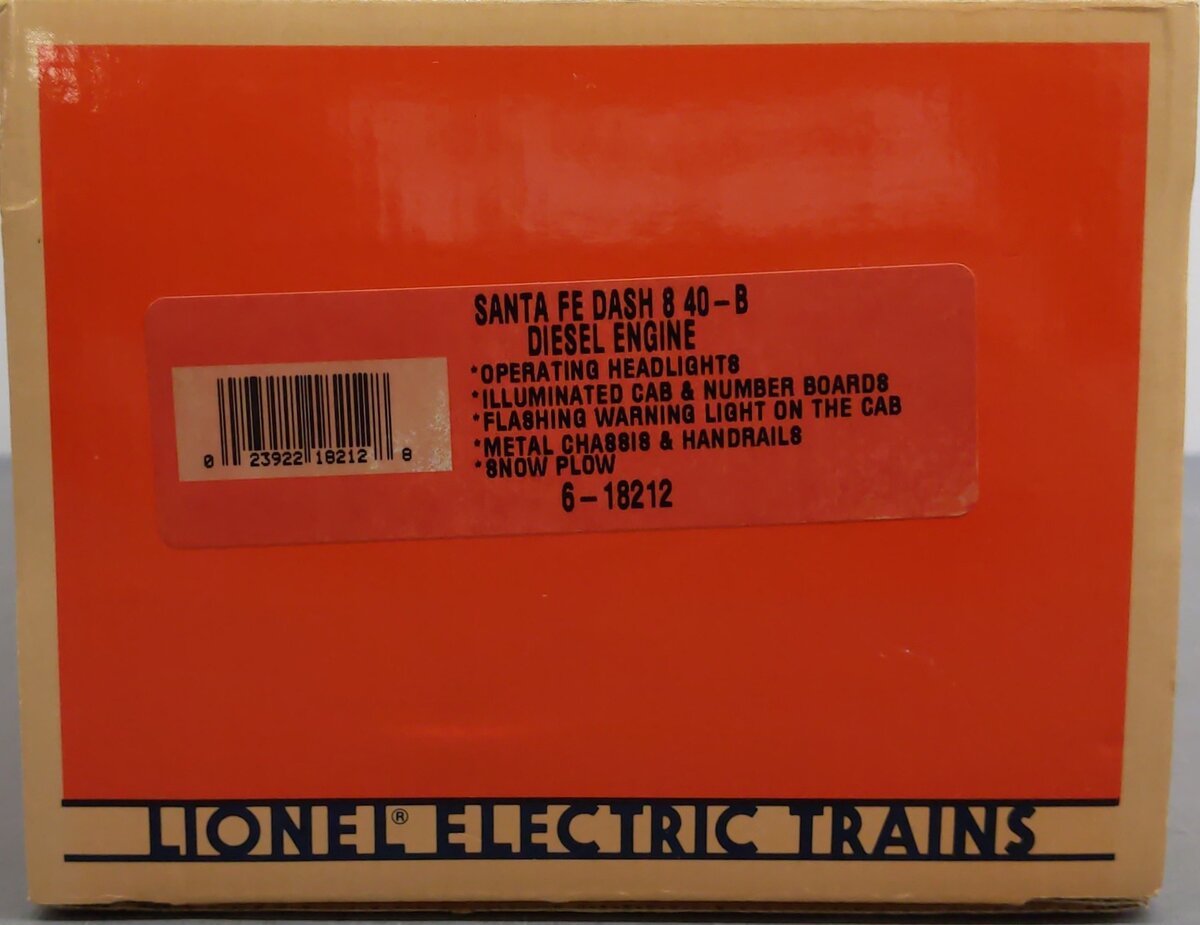 Lionel 6-18212 O Santa Fe Dash 8 40-B Non-Powered Diesel Locomotive #8212 LN/Box