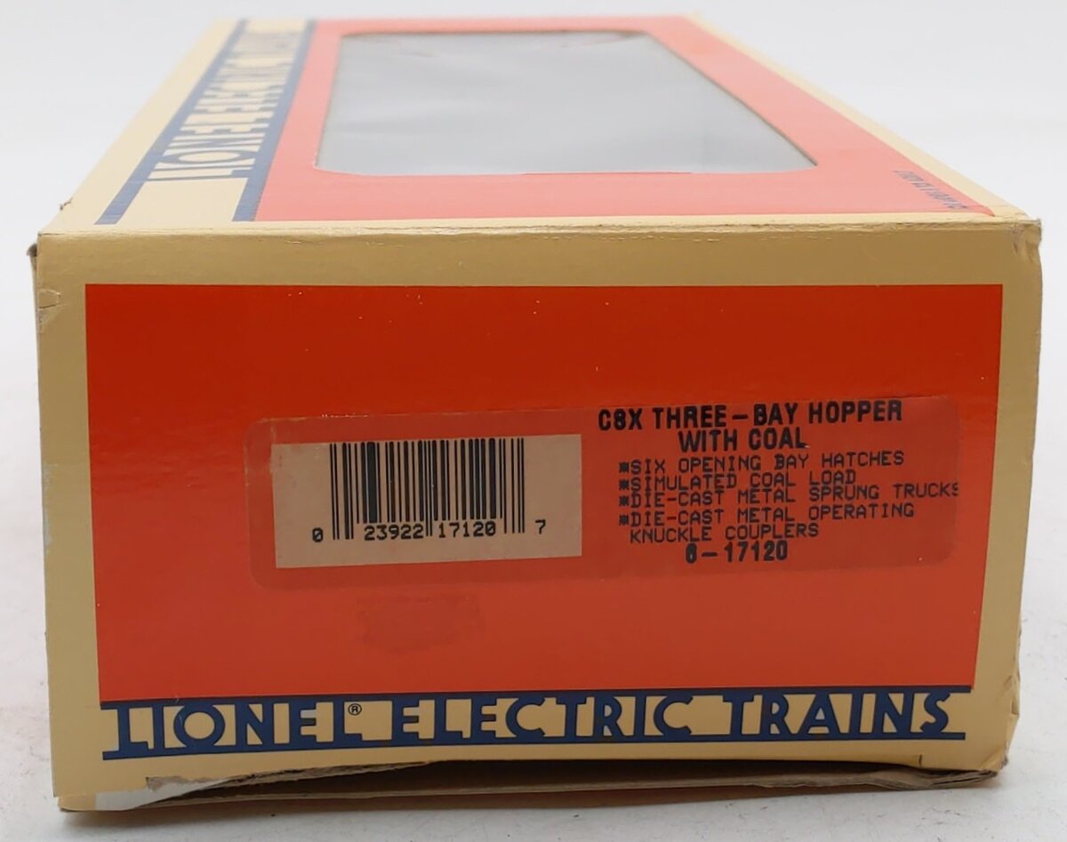 Lionel 6-17120 O Gauge CSX 3-Bay Hopper with Coal Load EX/Box