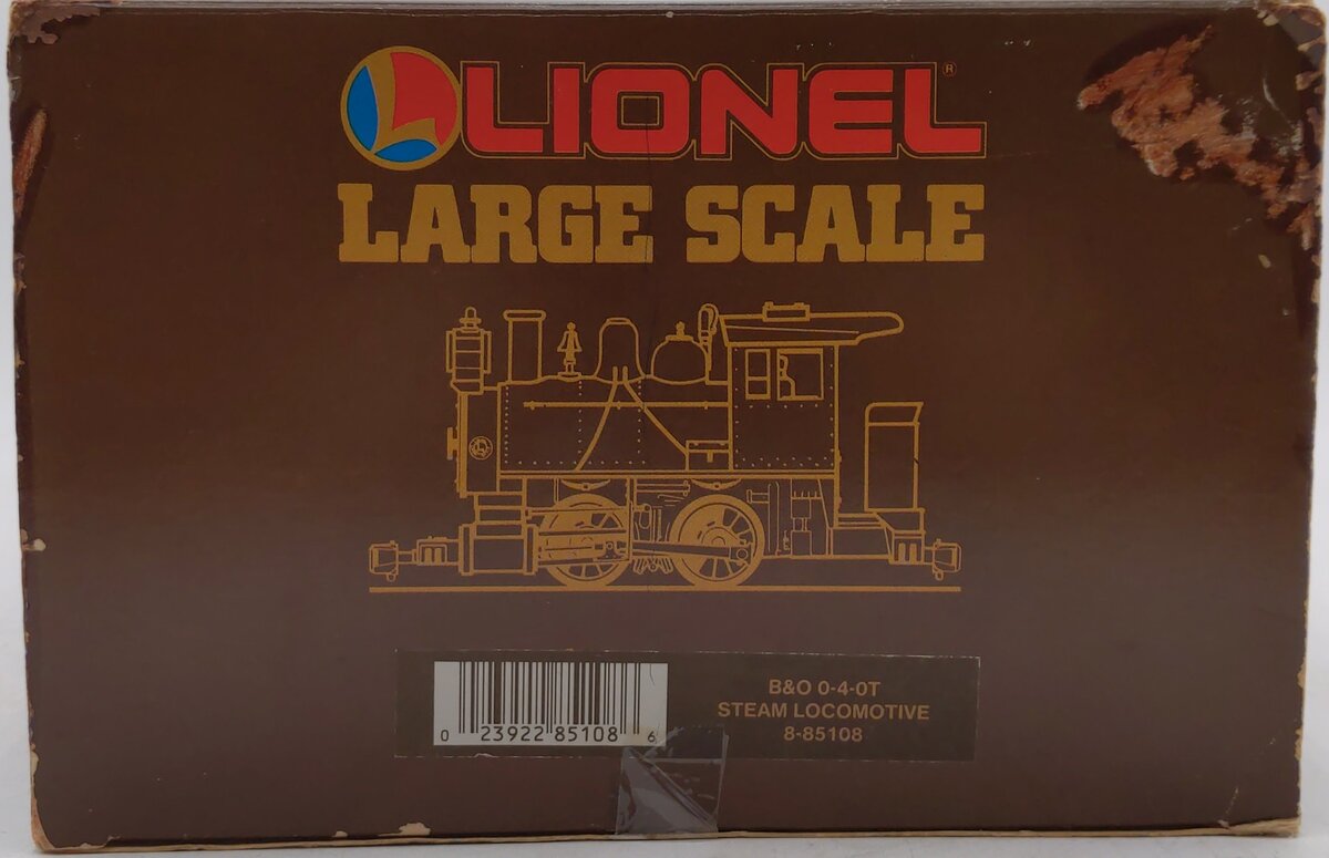 Lionel 8-85108 G Scale Baltimore & Ohio 0-4-0 Steam Locomotive EX/Box