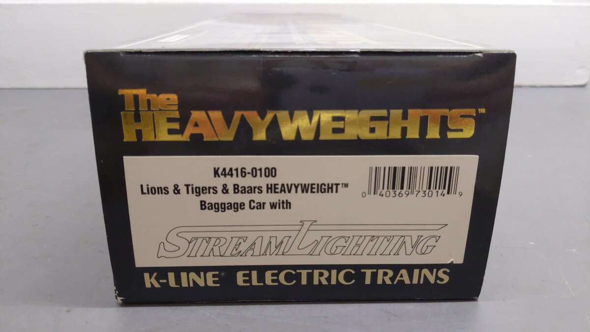 K-Line K4416-0100 O Gauge Lions & Tigers & Bears 18" Heavyweight Baggage Car EX/Box