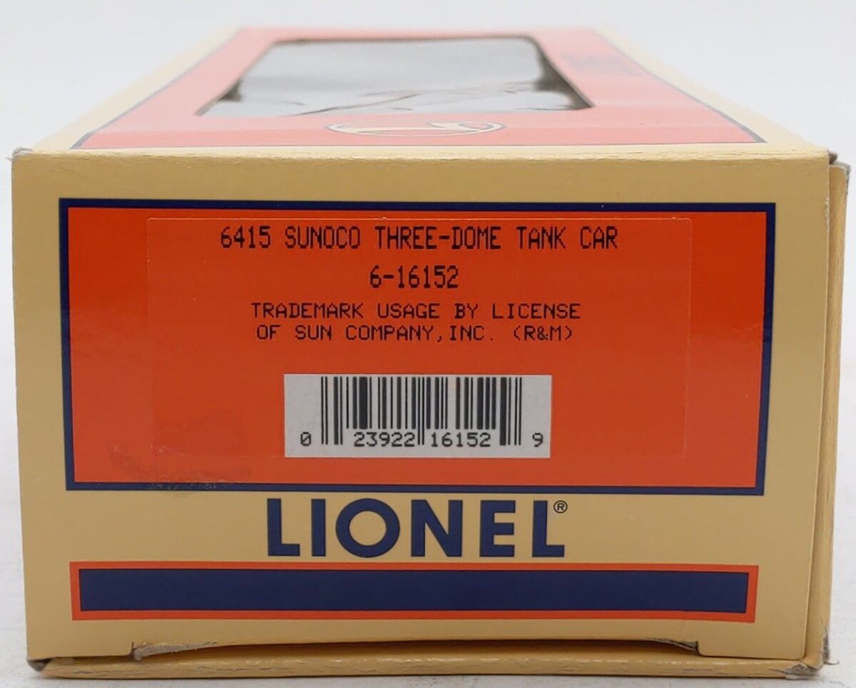 Lionel 6-16152 O Gauge Sunoco 3-Dome Tank Car #6415 EX/Box