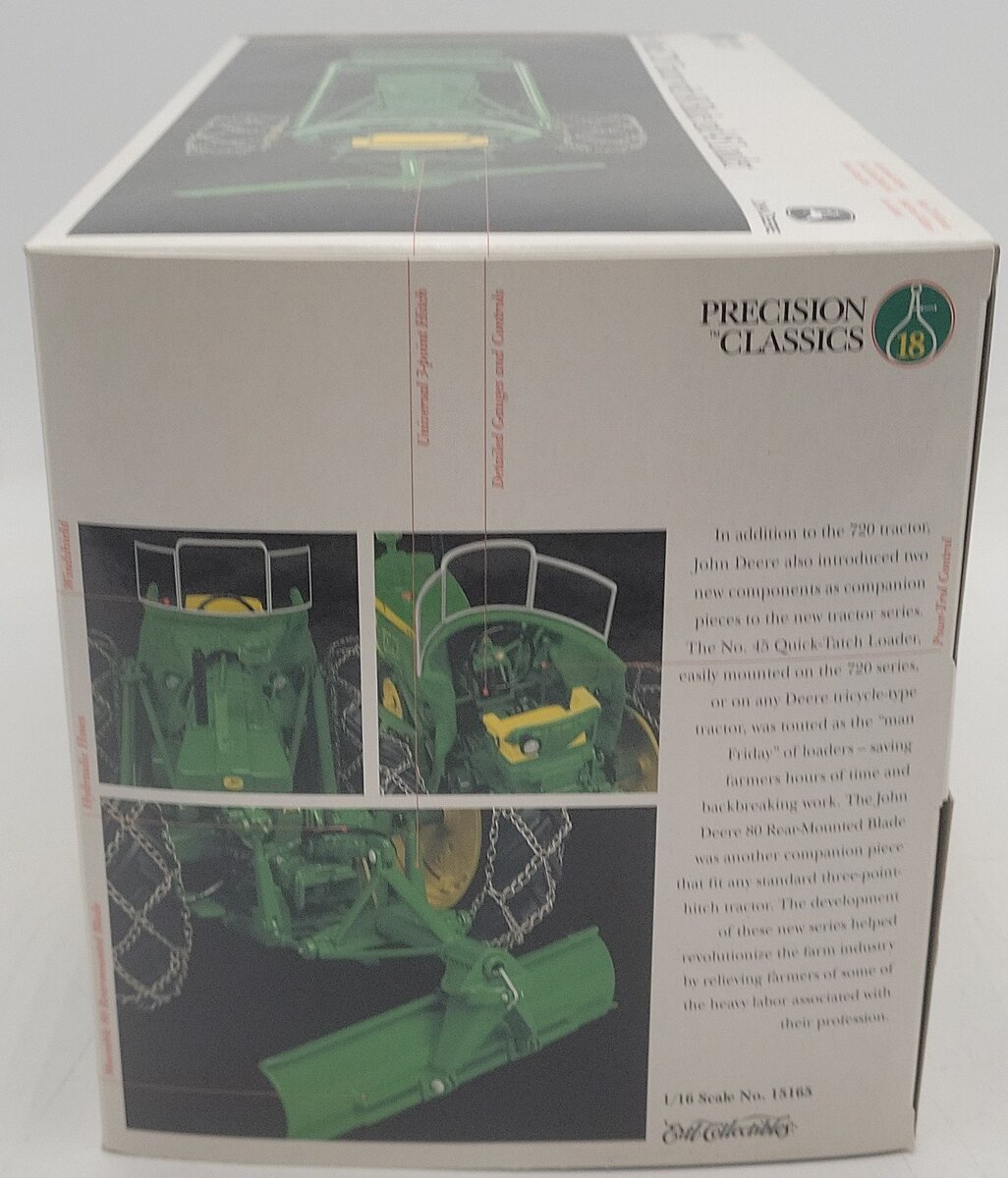 Precision Classics 15165 1:16 Scale John Deere Model 720 Tractor W/Blade&Loader EX/Box