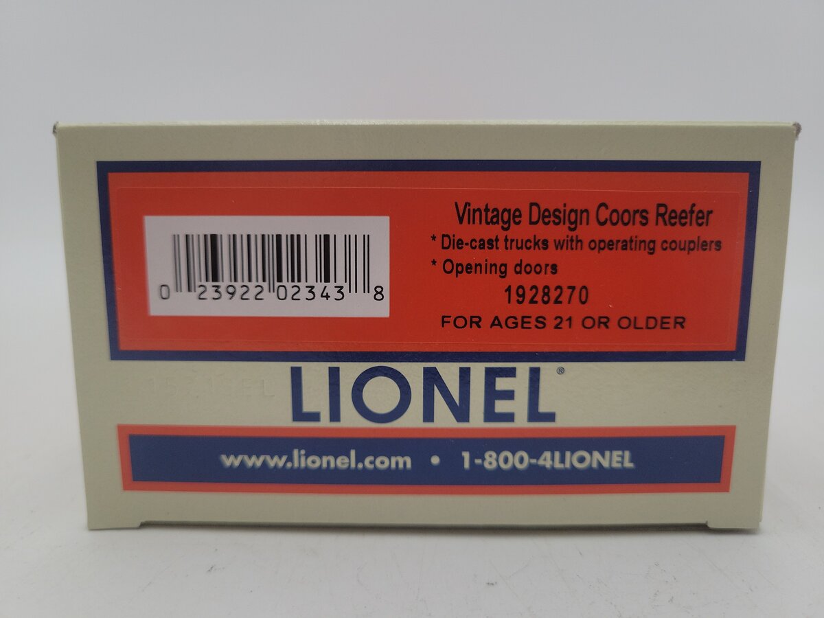 Lionel 1928270 O Gauge Vintage Design Coors Reefer LN/Box