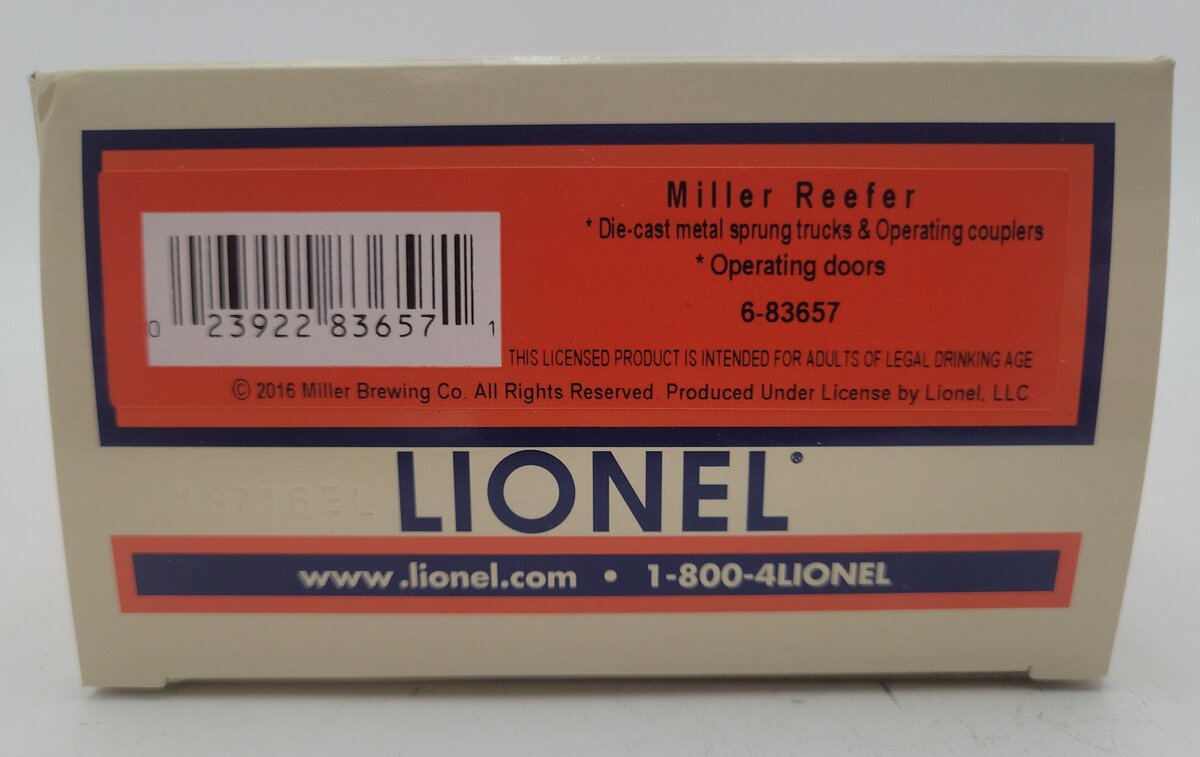 Lionel 6-83657 O Miller Beer Reefer LN/Box