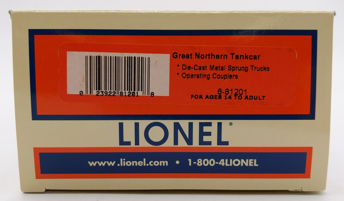 Lionel 6-81201 O Gauge Great Northern Tank Car #81201 LN/Box