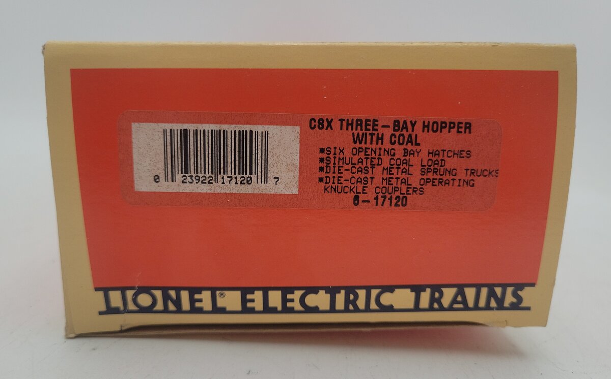Lionel 6-17120 O Gauge CSX 3-Bay Hopper with Coal Load LN/Box