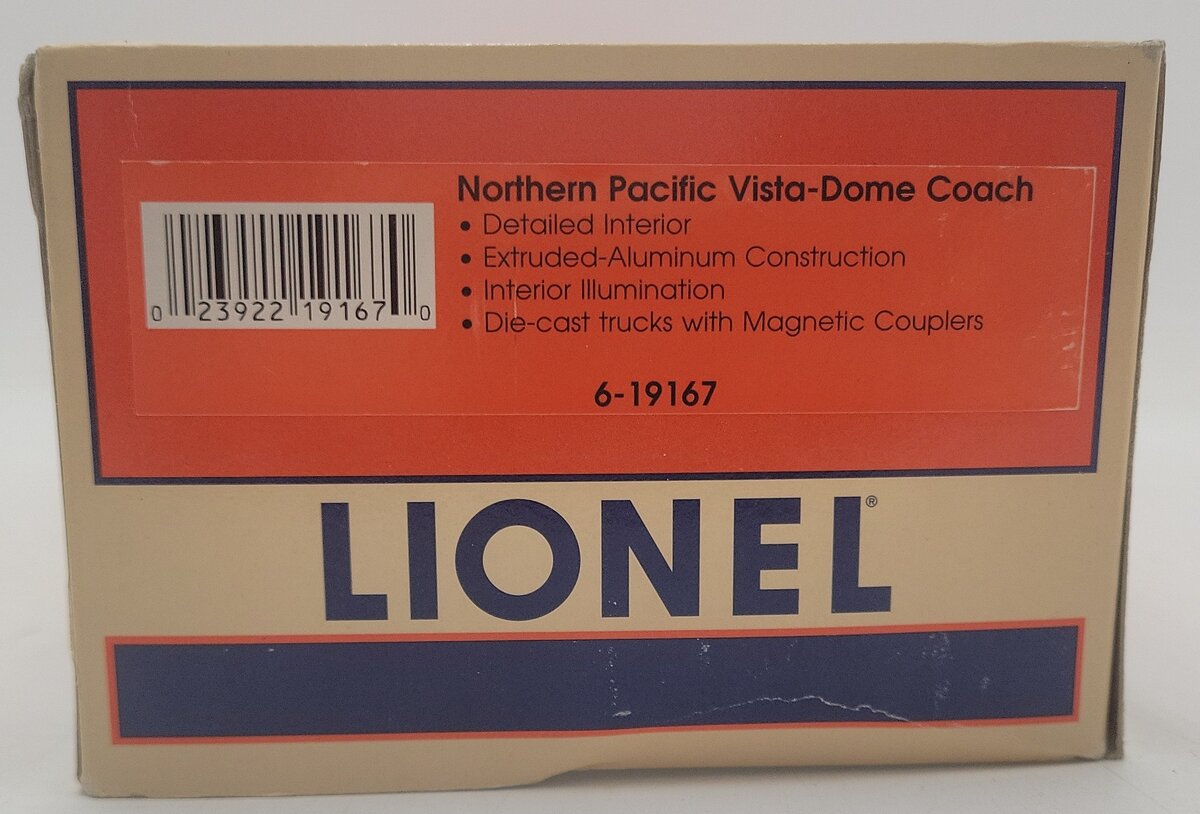 Lionel 6-19167 O Gauge Northern Pacific Full Vista Dome Coach #2571 EX/Box
