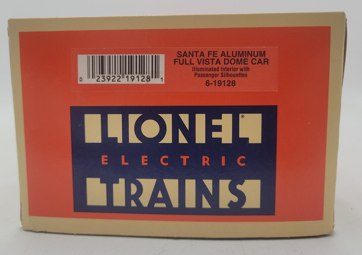 Lionel 6-19128 O Gauge Santa Fe Aluminum Full Vista Dome Car #507 EX/Box