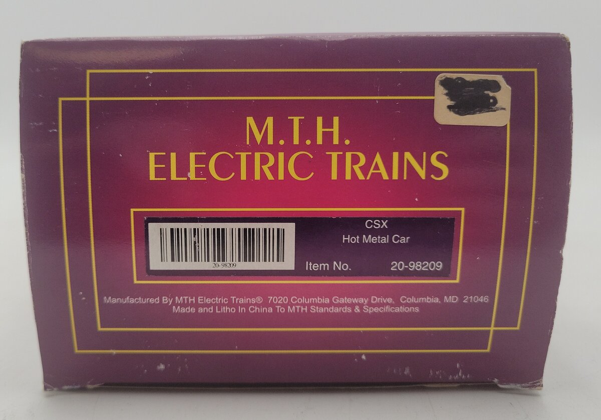 MTH 20-98209 O Gauge CSX Hot Metal Car #2 EX/Box
