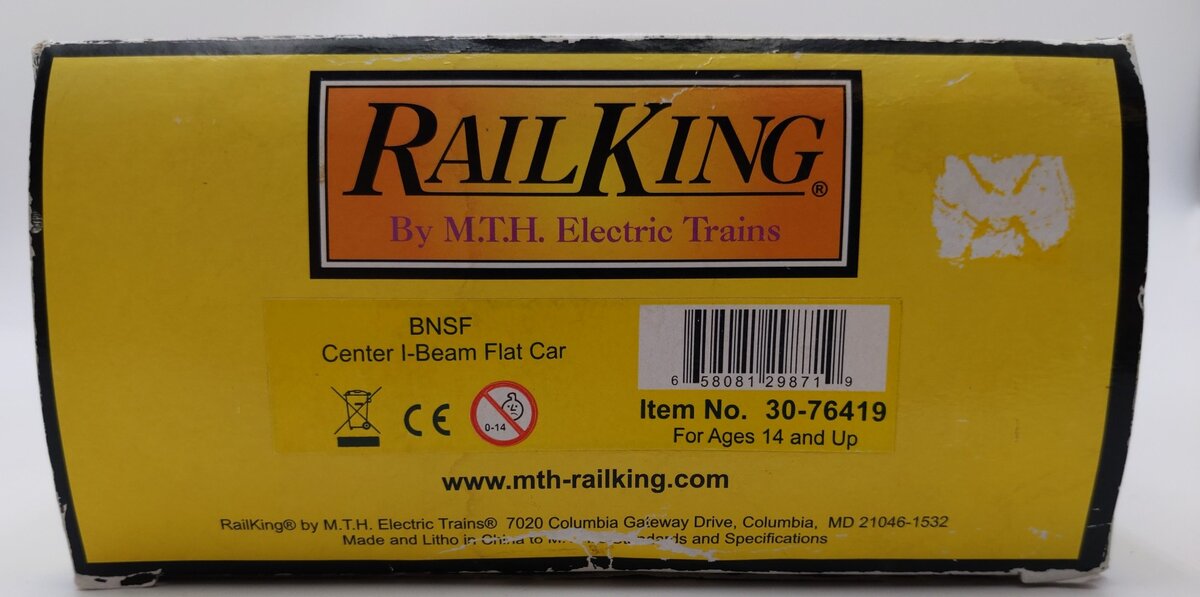 MTH 30-76419 Burlington Northern Santa Fe Center-I-Beam Flatcar #559143 EX/Box