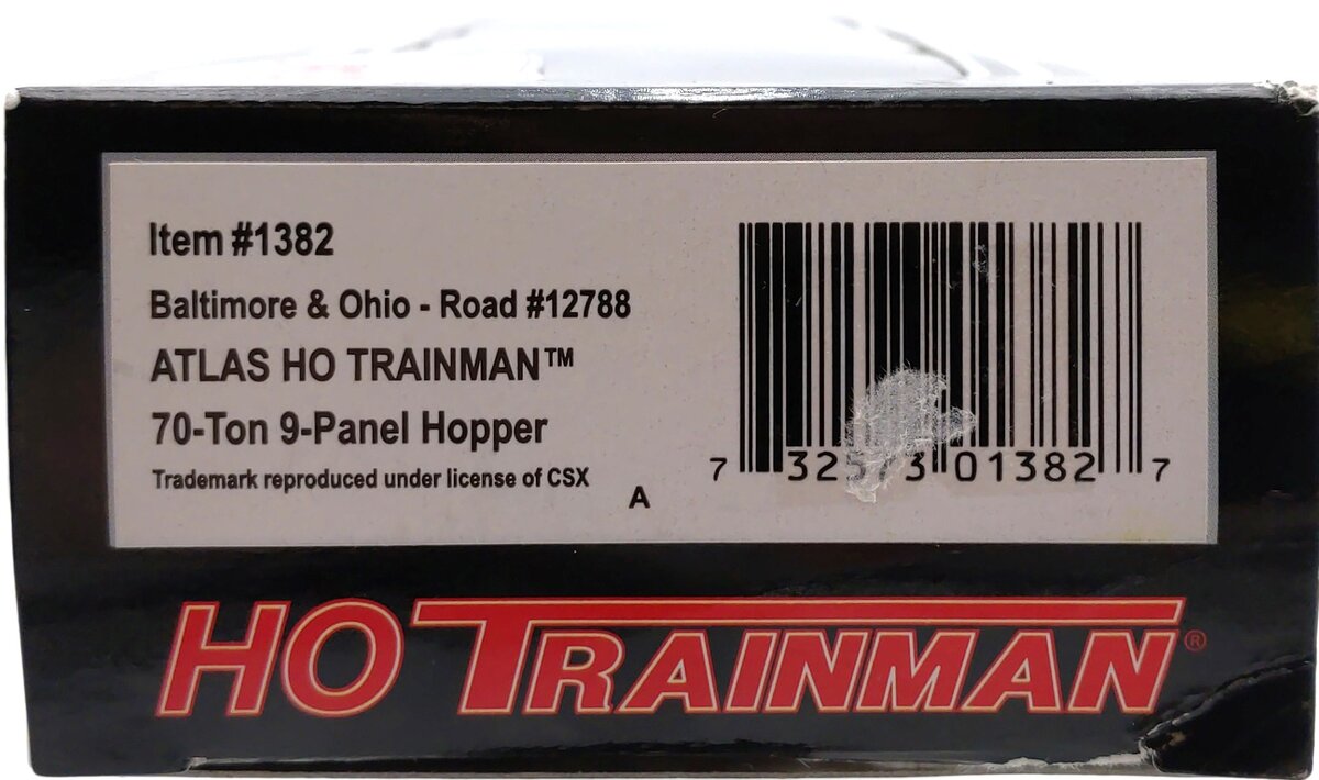 Atlas 1382 HO Scale B&O 70T 9 Panel Hopper #12788 LN/Box