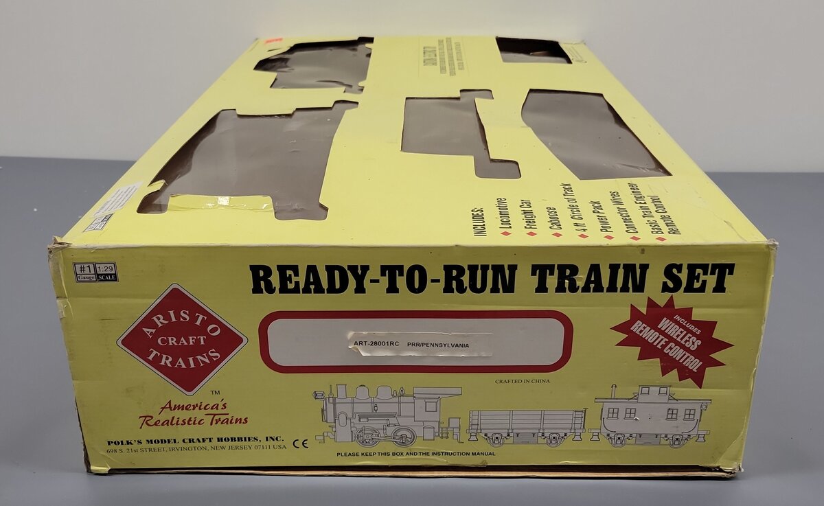 Aristo-Craft 28001RC PRR 0-4-0 G Gauge Steam Freight Starter Train Set EX/Box