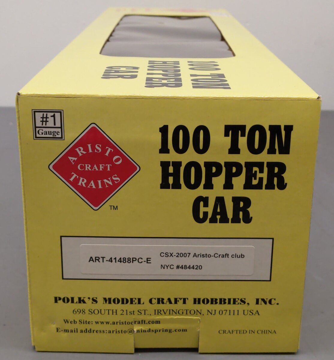 Aristo-Craft 41488PC-E G Scale CSX 3-Bay 100 Ton Coal Hopper EX/Box