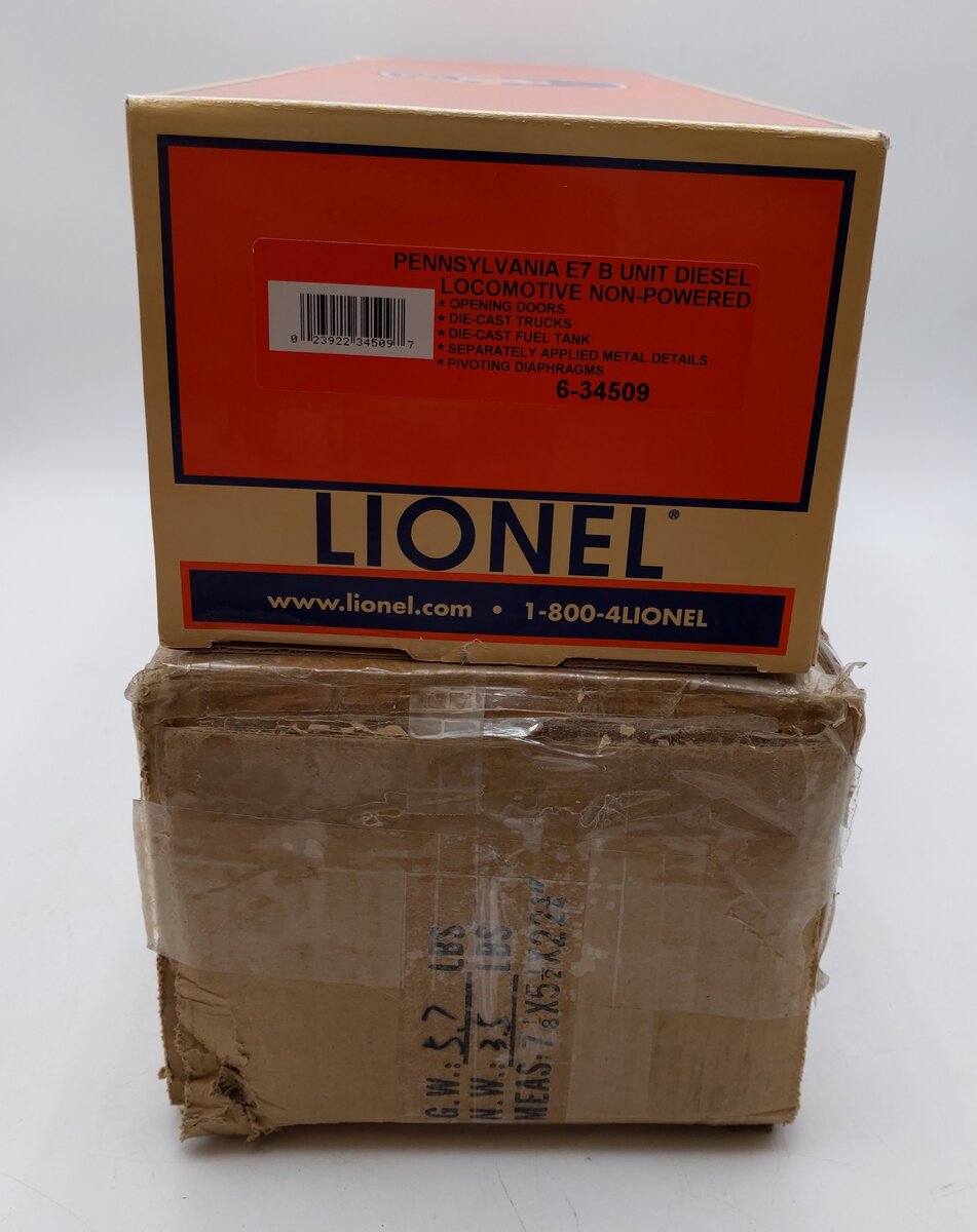 Lionel 6-34509 O Pennsylvania Non-Powered E7 B-Unit Diesel Locomotive VG/Box