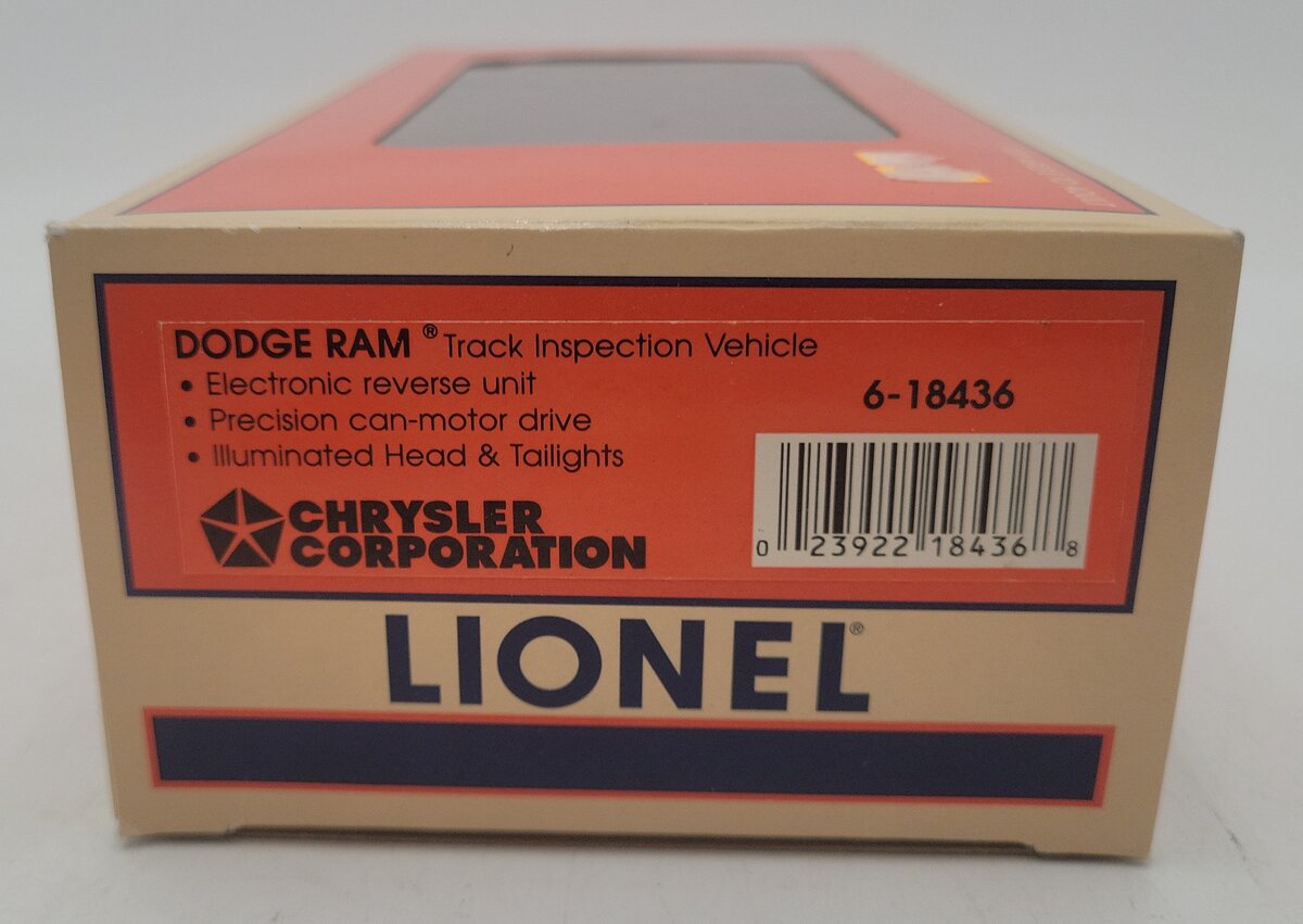 Lionel 6-18436 O Gauge New York Central Dodge Ram Track Inspection Truck EX/Box
