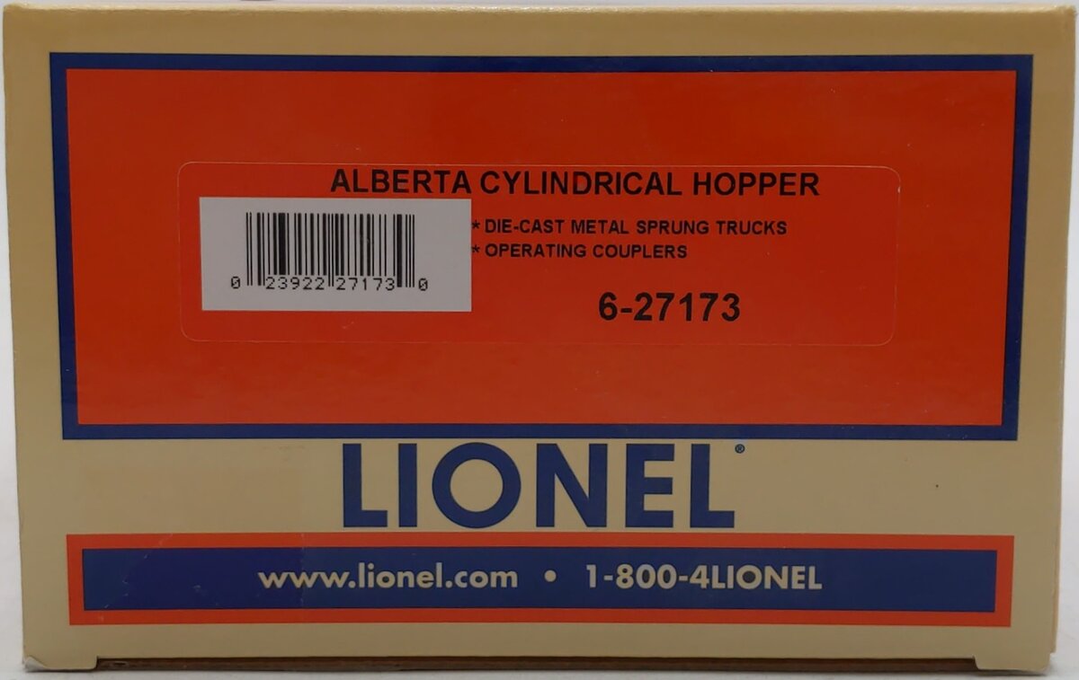 Lionel 6-27173 O Alberta Cylindrical Hopper #628372 LN/Box