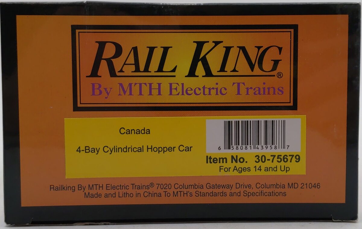 MTH 30-75679 O Gauge Canada 4-Bay Cylindrical Hopper Car #110401 LN/Box