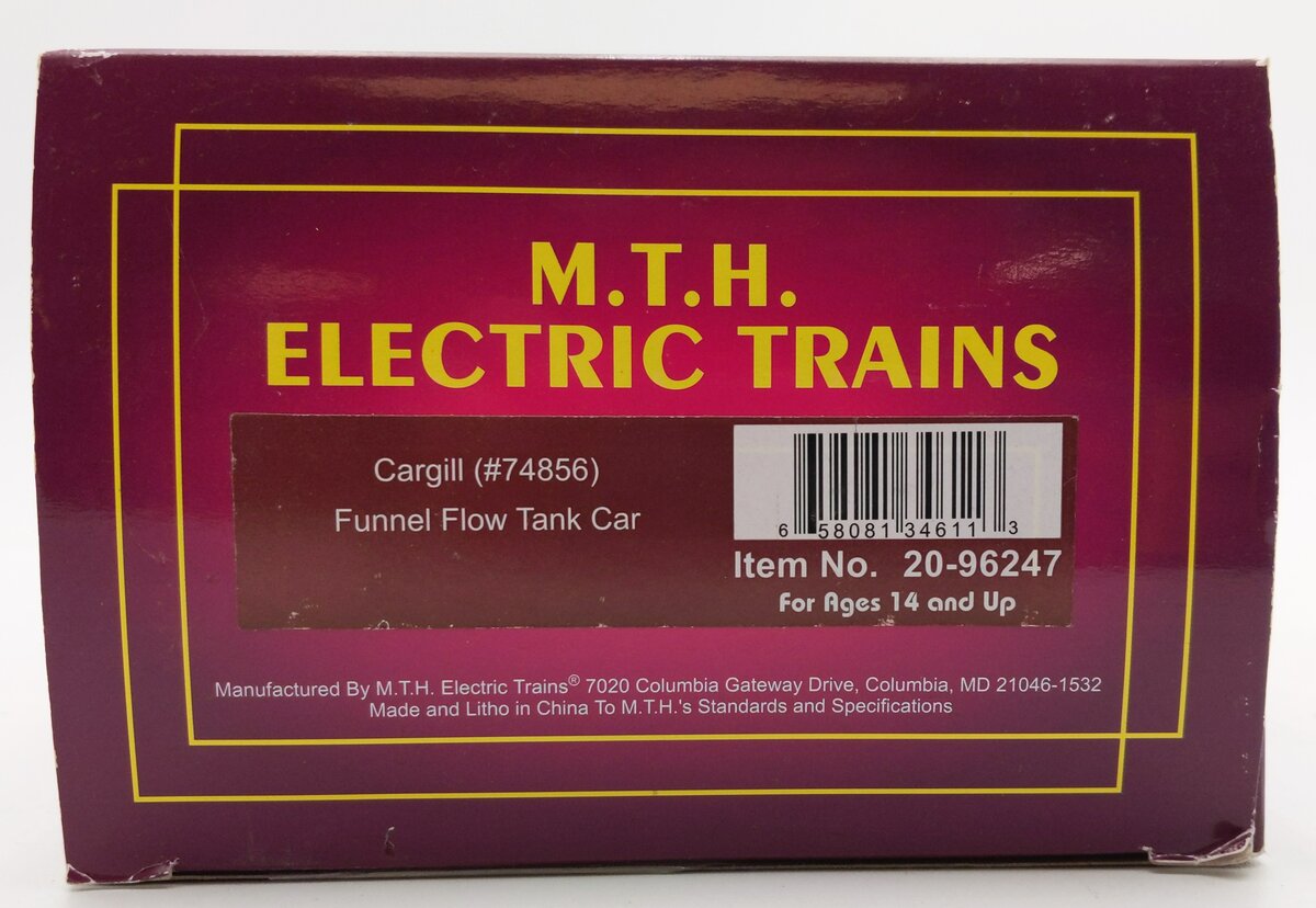 MTH 20-96247 O Gauge Cargil Funnel Flow Tank Car #74856 LN/Box