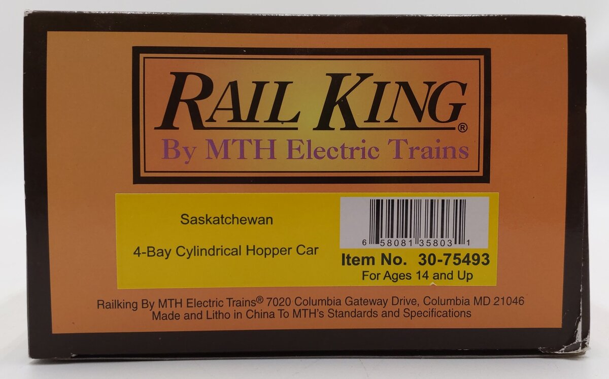 MTH 30-75493 Saskatchewan Cylindrical 4-Bay Hopper Car LN/Box