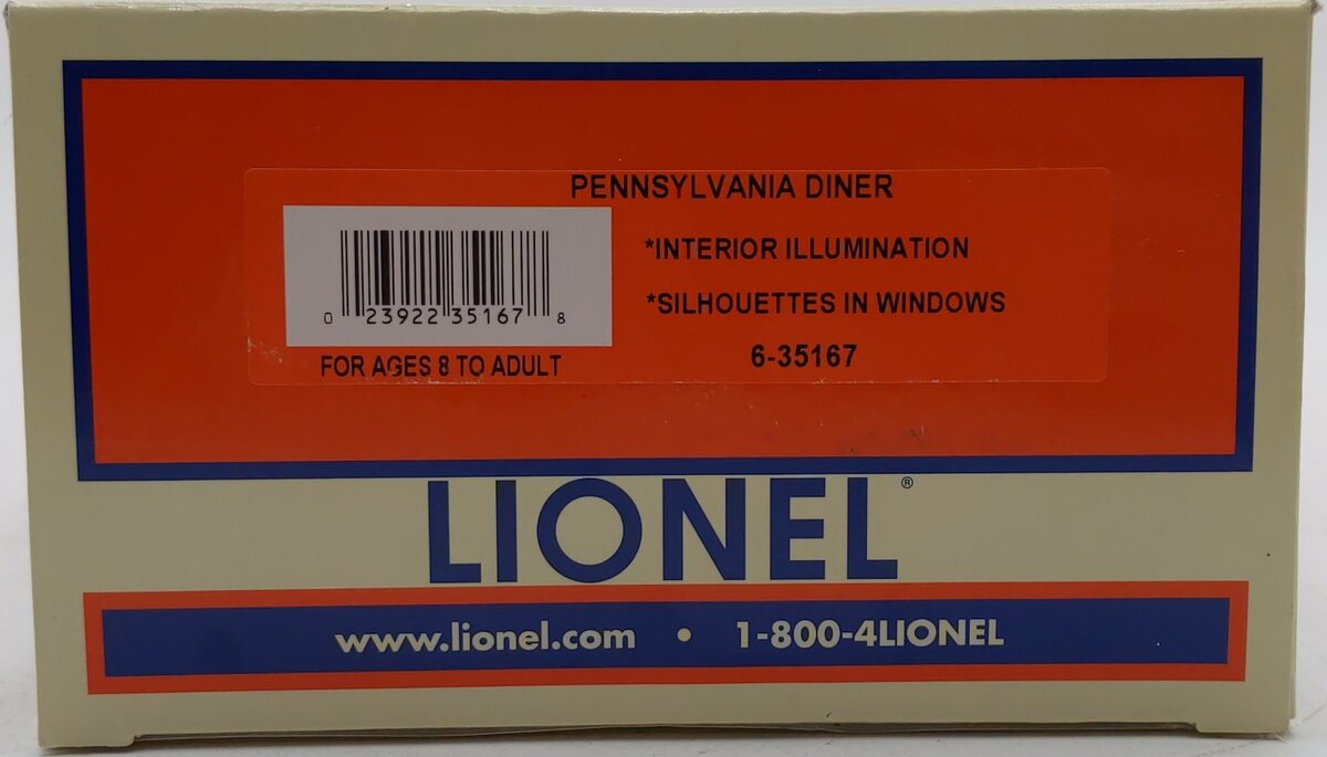 Lionel 6-35167 O Gauge Pennsylvania Diner Passenger Car #2044 LN/Box