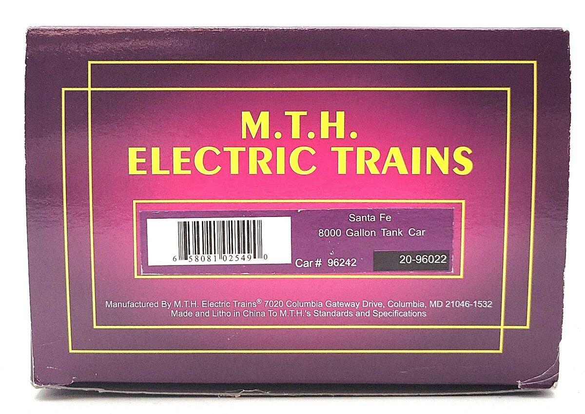 MTH 20-96022 O Gauge Santa Fe 8000 Gallon Tank Car #96242 EX/Box