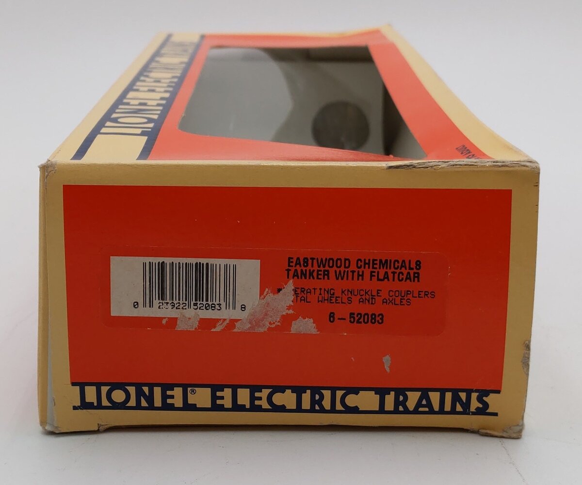 Lionel 6-52083 O Gauge Pennsylvania Flatcar w/ Eastwood Chemicals Tanker LN/Box