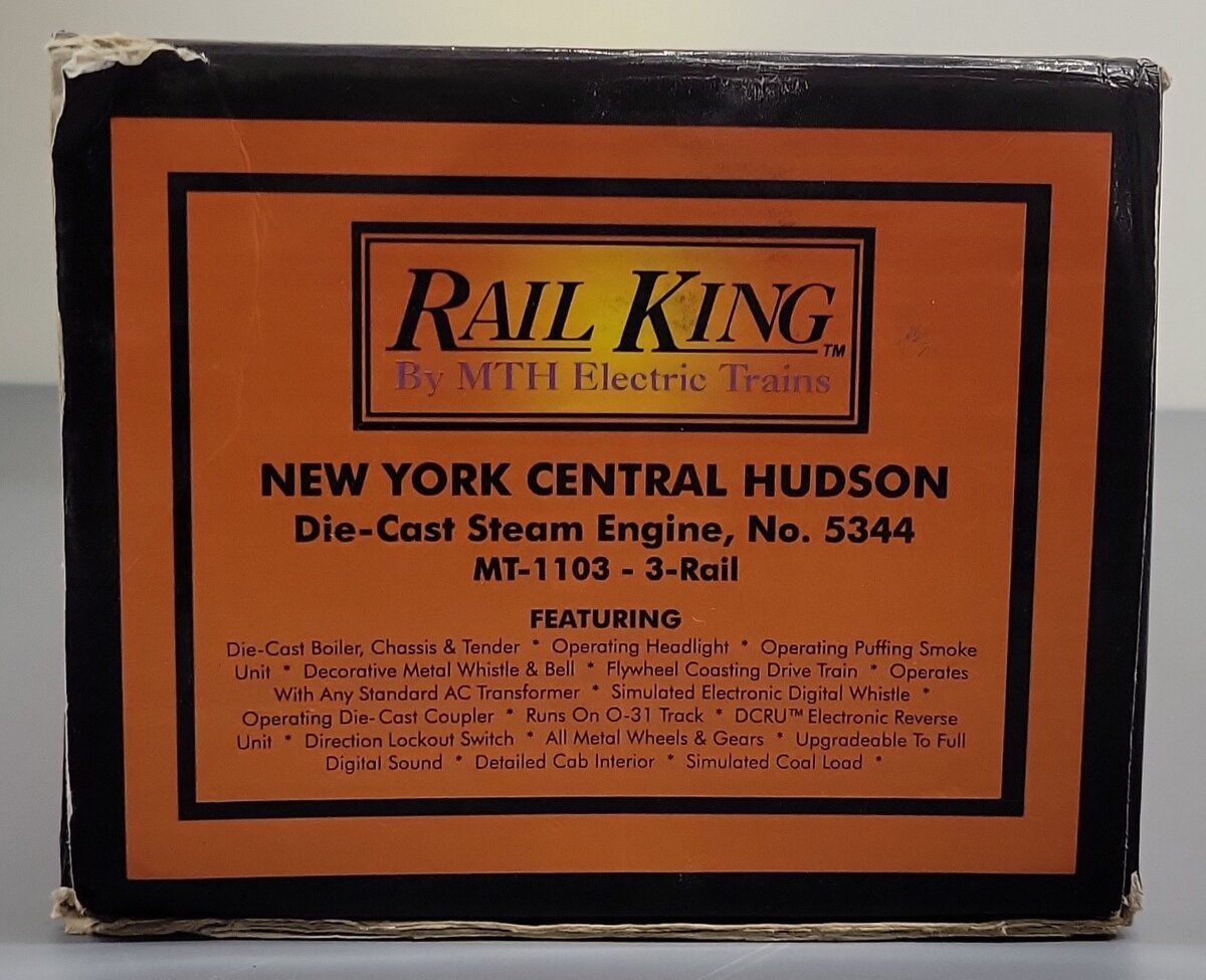 MTH 20-1103 O New York Central Hudson Diecast Steam Locomotive & Tender #5344 LN/Box