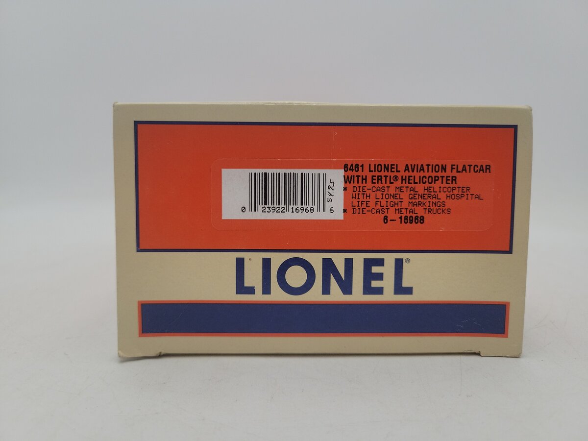 Lionel 6-16968 O Gauge Aviation Flatcar with Lionel Helicopter #6461 EX/Box