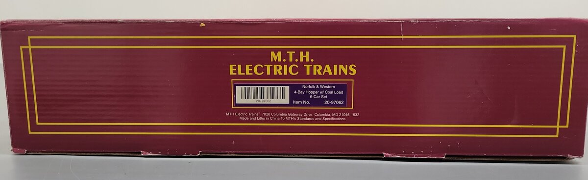 MTH 20-97062 O Gauge Norfolk & Western 4-Bay Hopper With coal Load 6-Car Set EX/Box