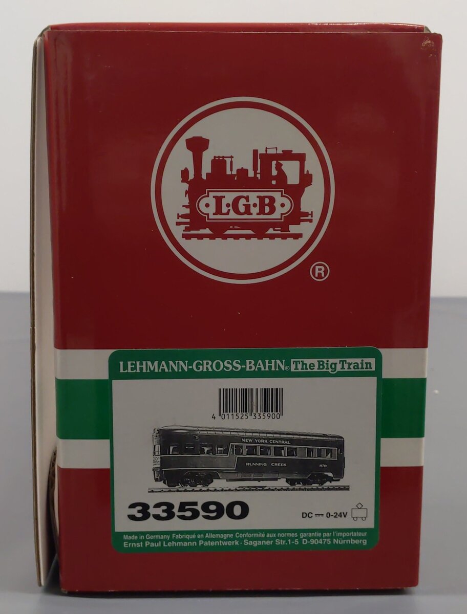 LGB 33590 G Scale NYC Running Creek Observation Car (Metal Wheels) EX/Box