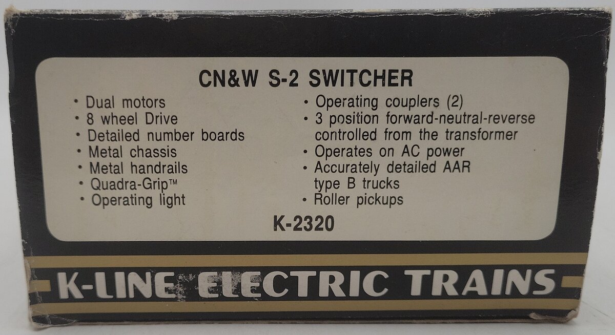 K-Line K2320 O Chicago & North Western S-2 Diesel Switcher #2320 EX/Box