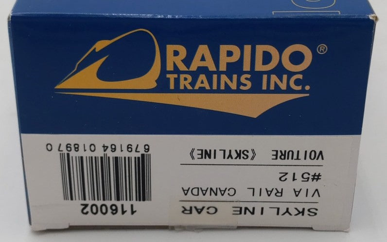 Rapido Trains 116002 HO Scale Skyline Dome Passenger Car #512 EX/Box