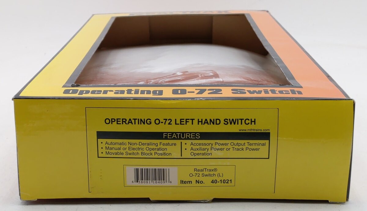 MTH 40-1021 O72 RealTrax Nickel Silver Left Hand Remote Switch Turnout EX/Box