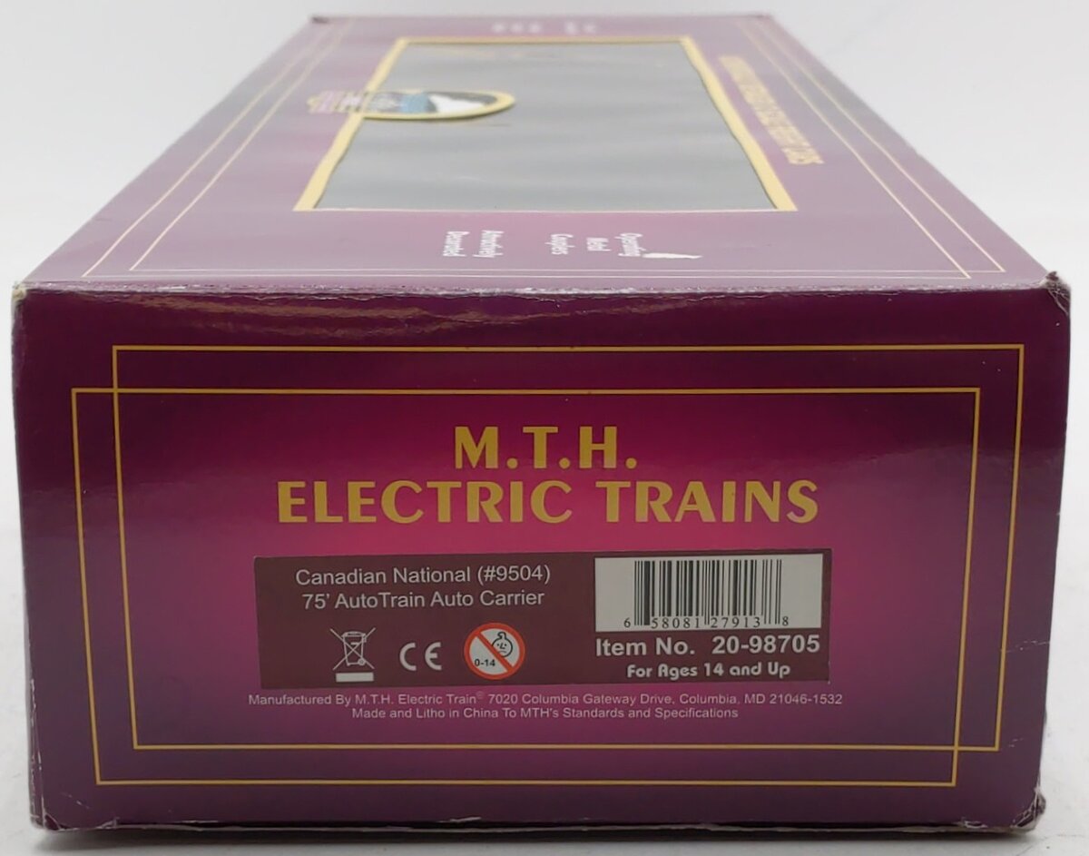 MTH 20-98705 O Gauge Canadian National 75' Auto Train Auto Carrier #9504 EX/Box