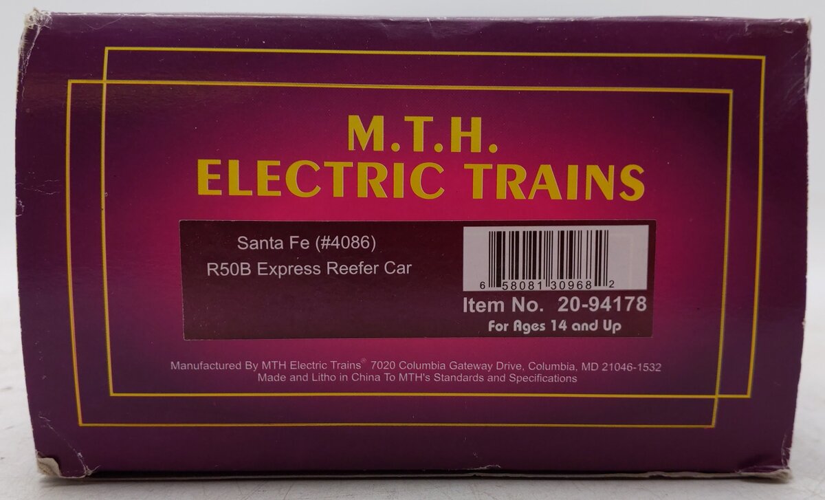 MTH 20-94178 Santa Fe Blue R50B Express Reefer Car EX/Box