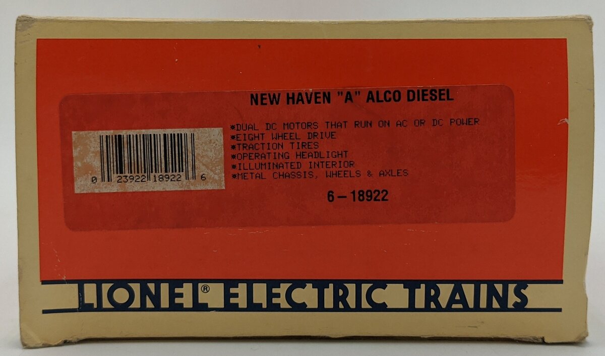Lionel 6-18922 O Gauge New Haven Alco Diesel Locomotive #8922 EX/Box