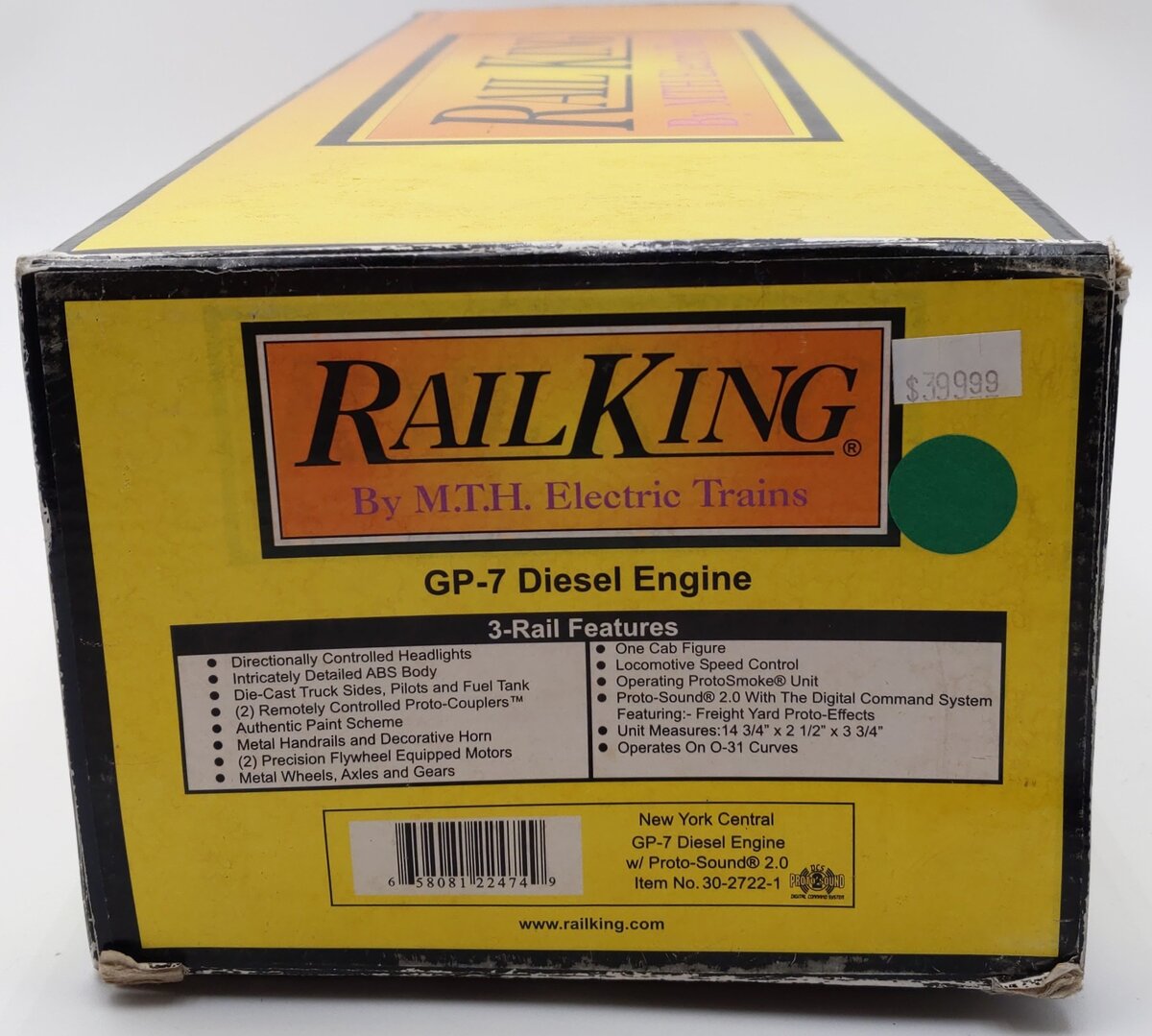 MTH 30-2722-1 O Gauge New York Central GP-7 Diesel Engine #5629 with PS2 LN/Box