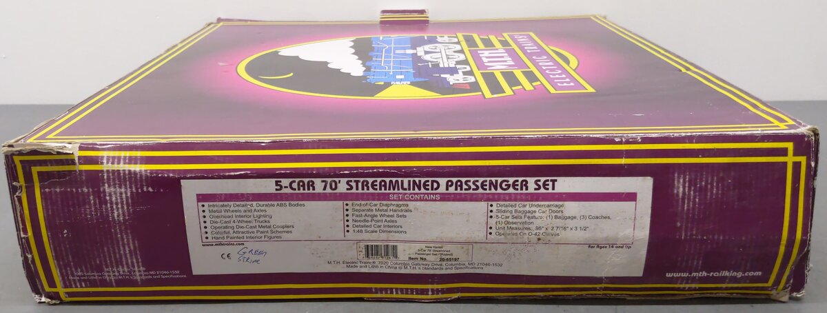 MTH 20-65197 New Haven Premier 70' Streamlined Passenger Car Set (Set of 5) EX/Box