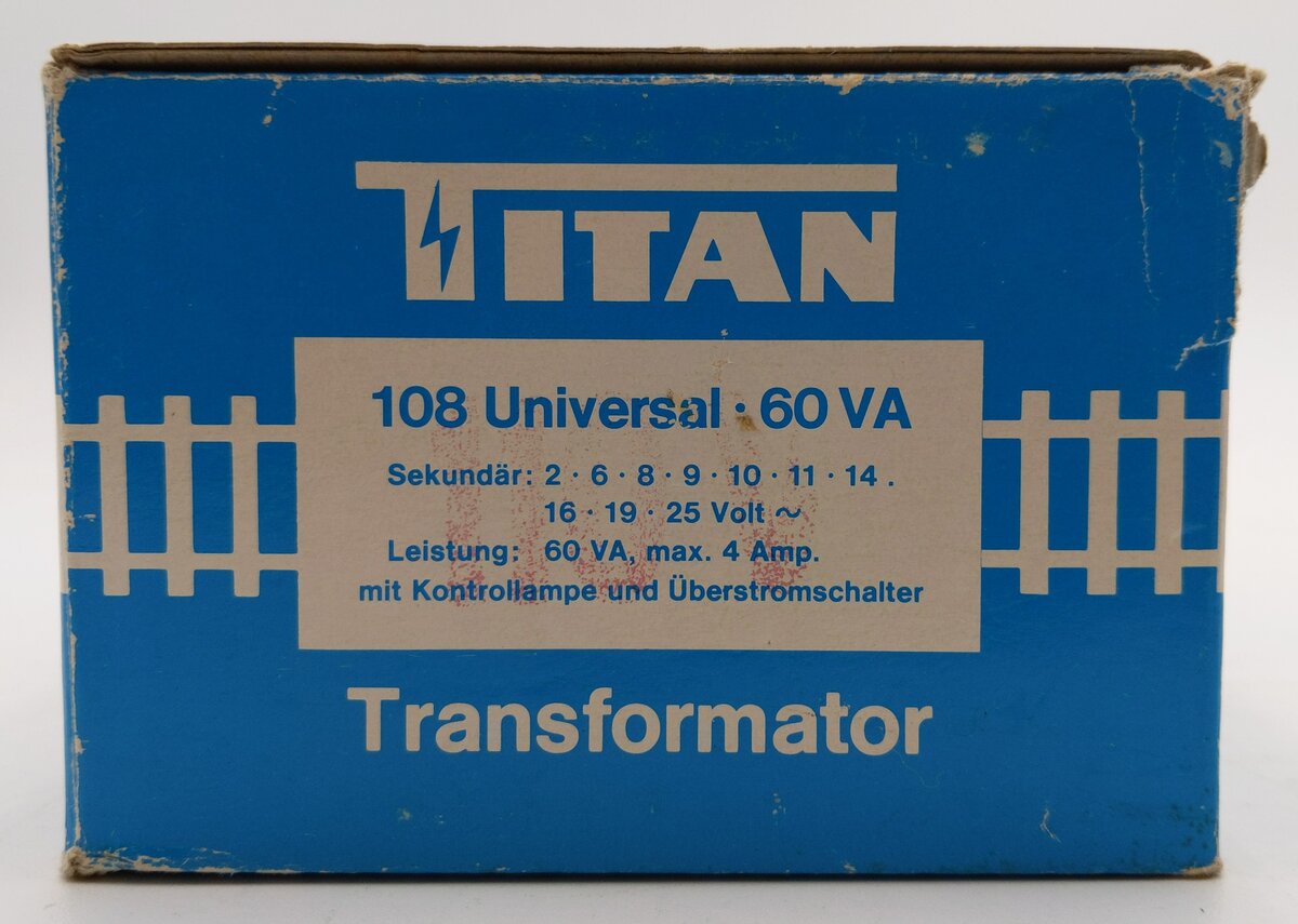 Titan 108 HO Scale 60 VA Universal Transformer EX/Box