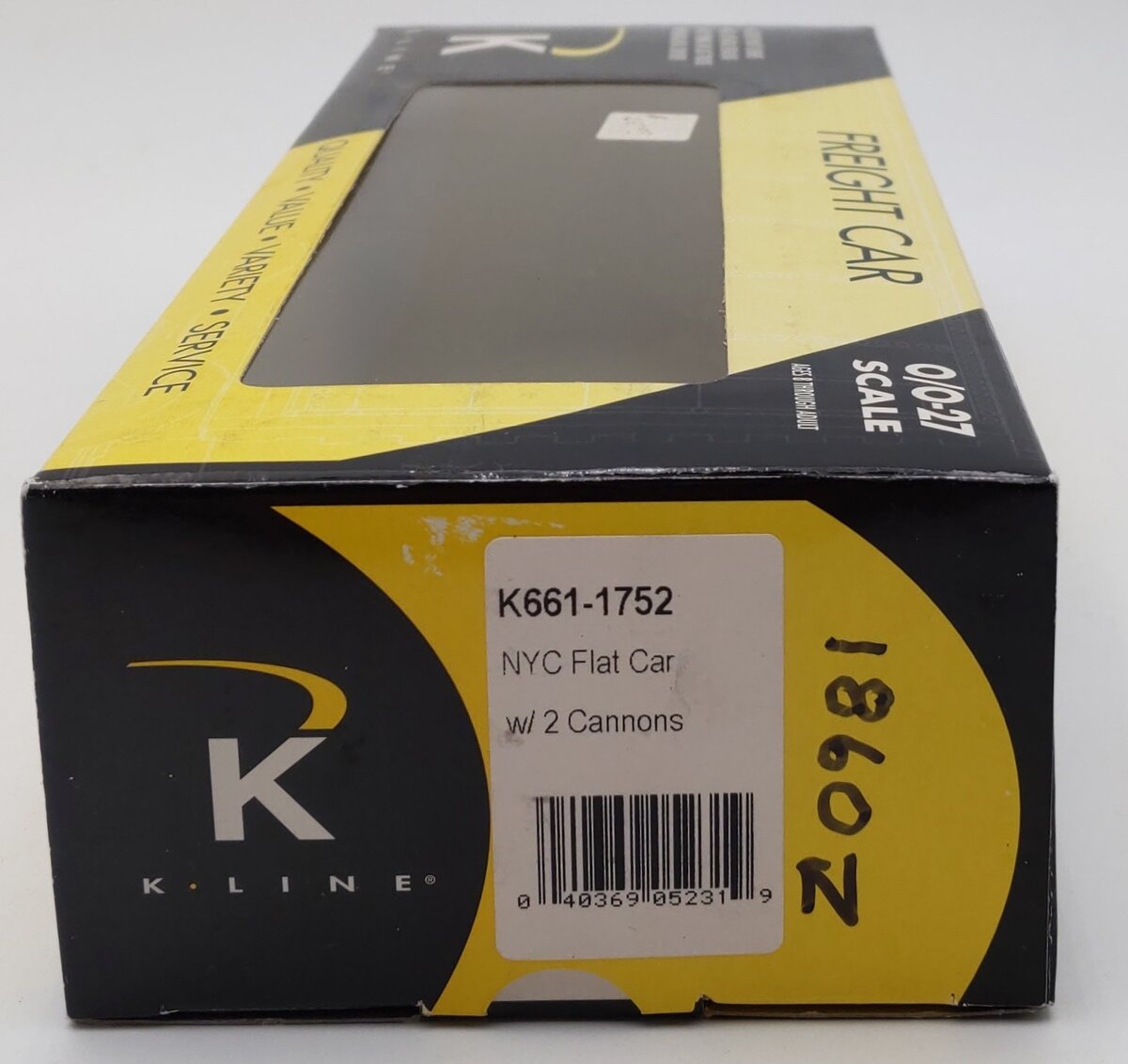 K-Line K661-1752 O Gauge NYC&HRR Flatcar w/Cannons LN/Box