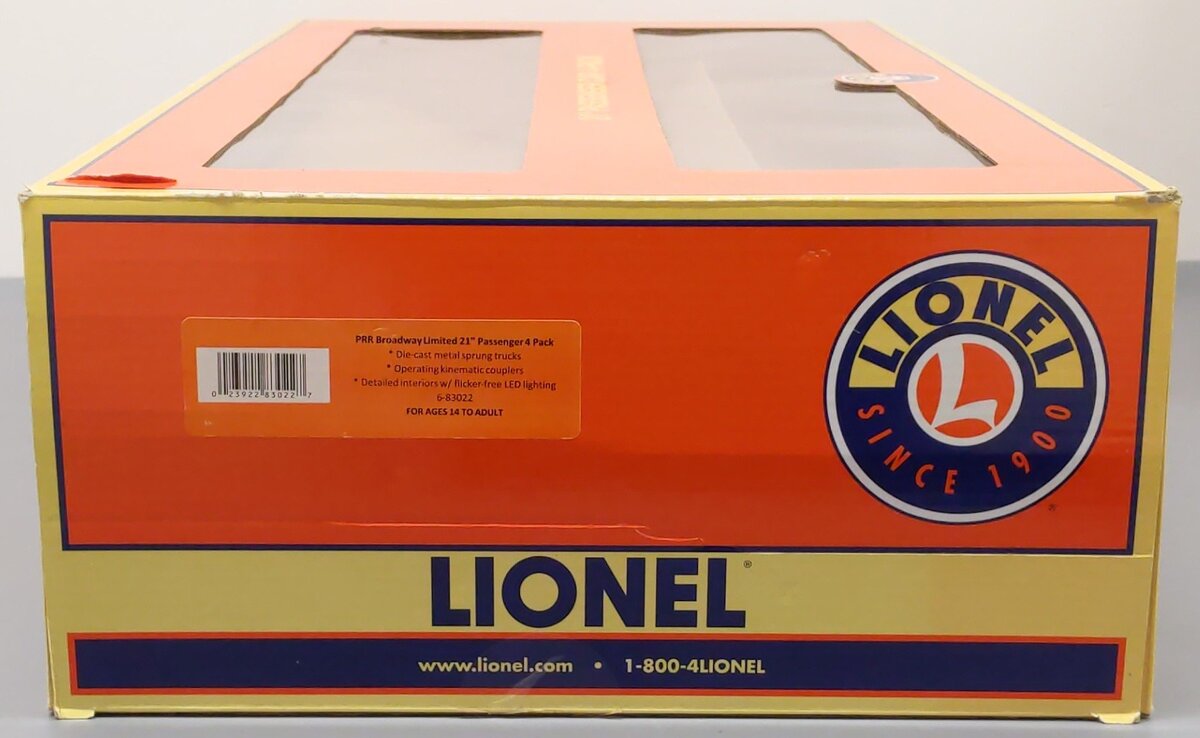 Lionel 6-83022 O Pennsylvania Broadway Limited 21" 4-Car Passenger Set EX/Box