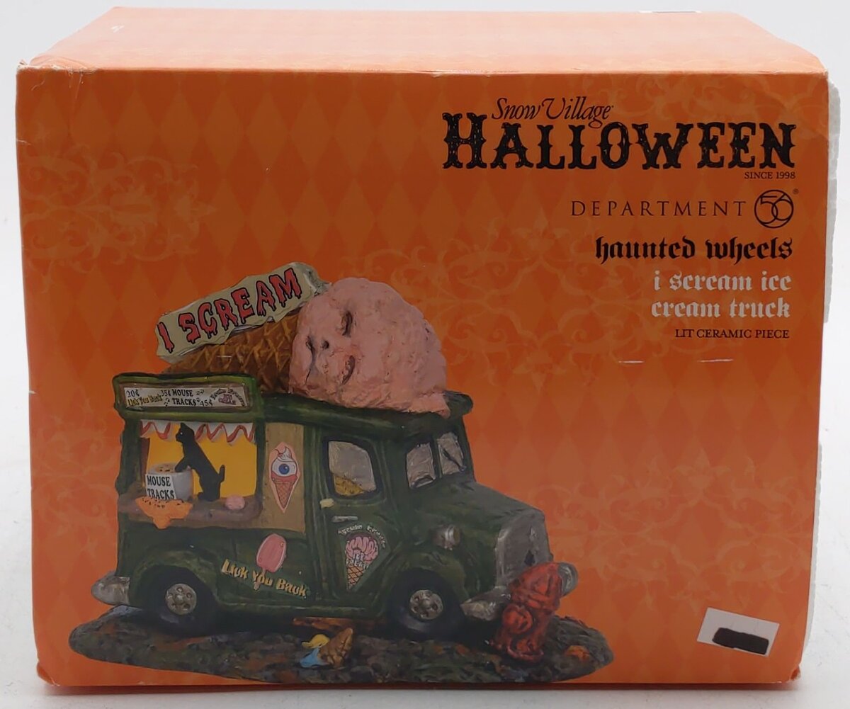 Dept 56 Snow Village Halloween "I Scream Ice Cream Truck" Ceramic Display EX/Box