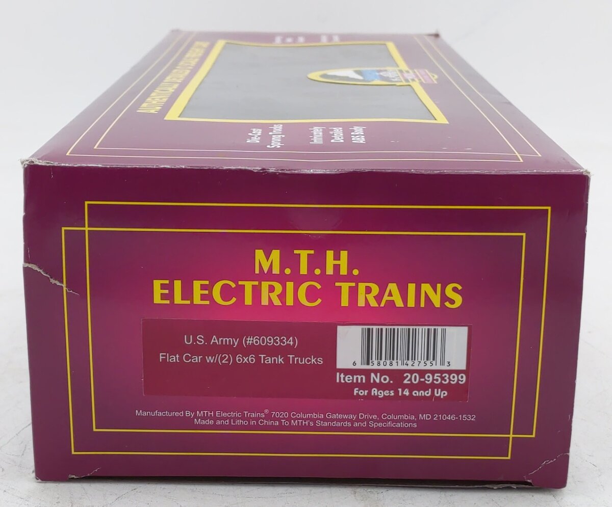 MTH 20-95399 O U.S. Army Flatcar with GMC 353 6x6 Tank Truck #609334 LN/Box