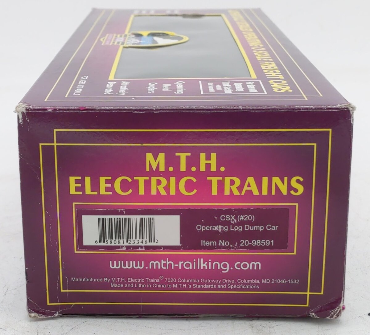 MTH 20-98591 O Gauge CSX Operating Log Dump Car #20 EX/Box