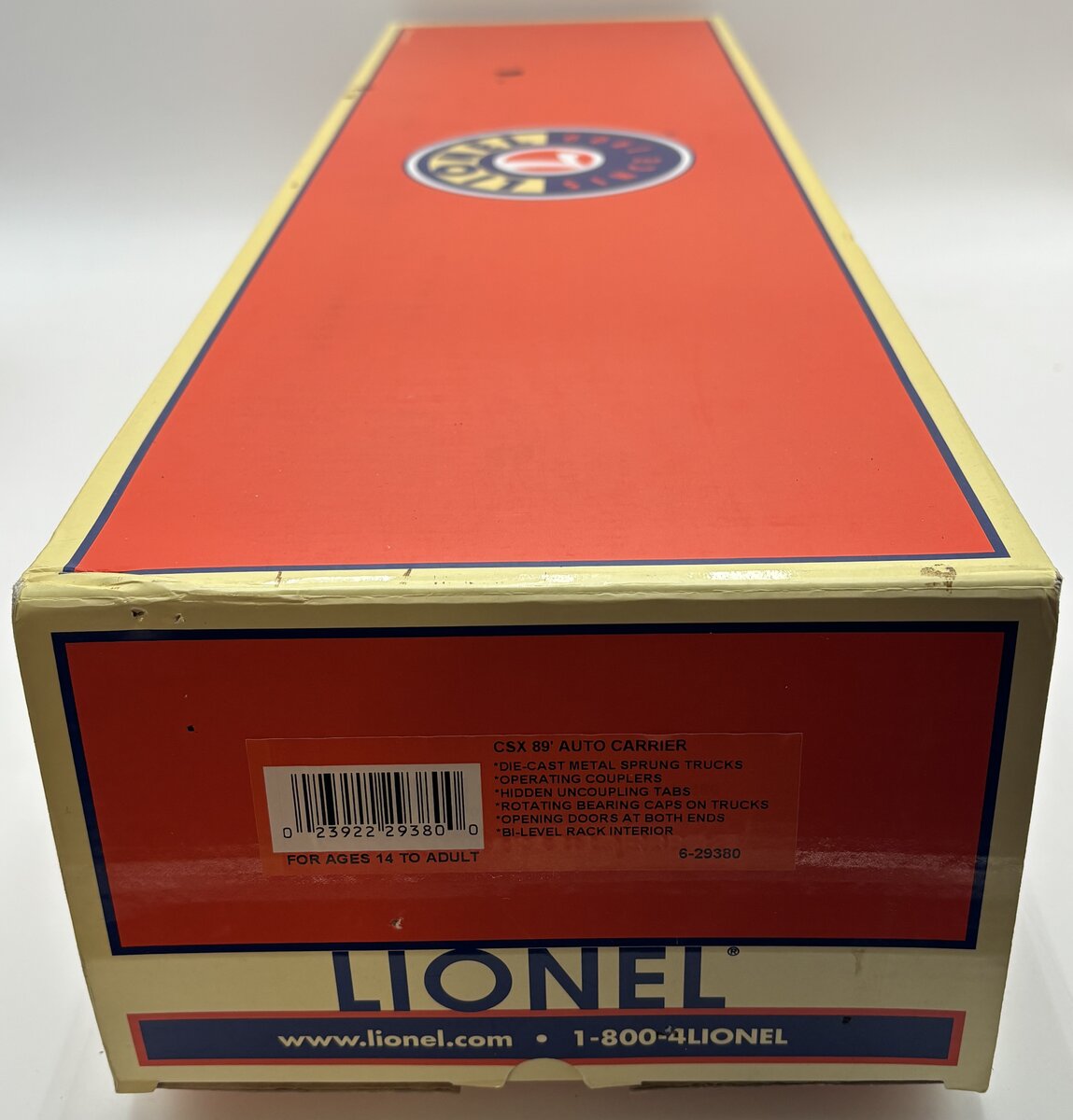 Lionel 6-29380 O CSX 89' Autorack Car/Box
