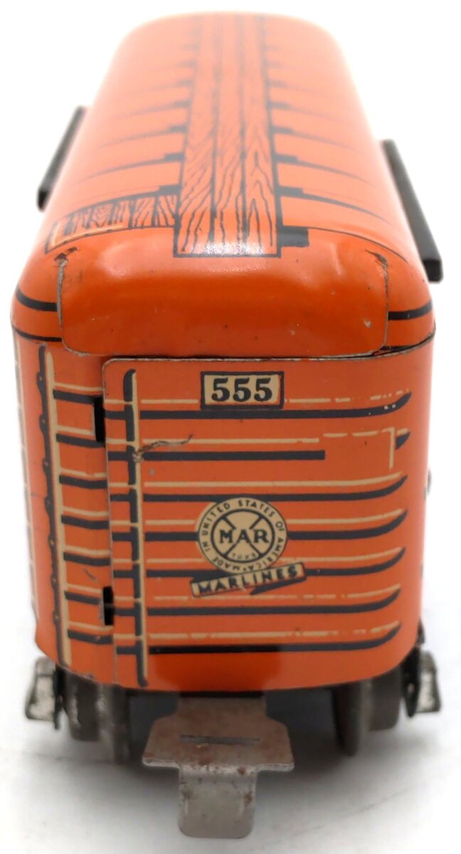 Marx Vintage O Scale Tinplate Orange Boxcar #46010 - RARE VG