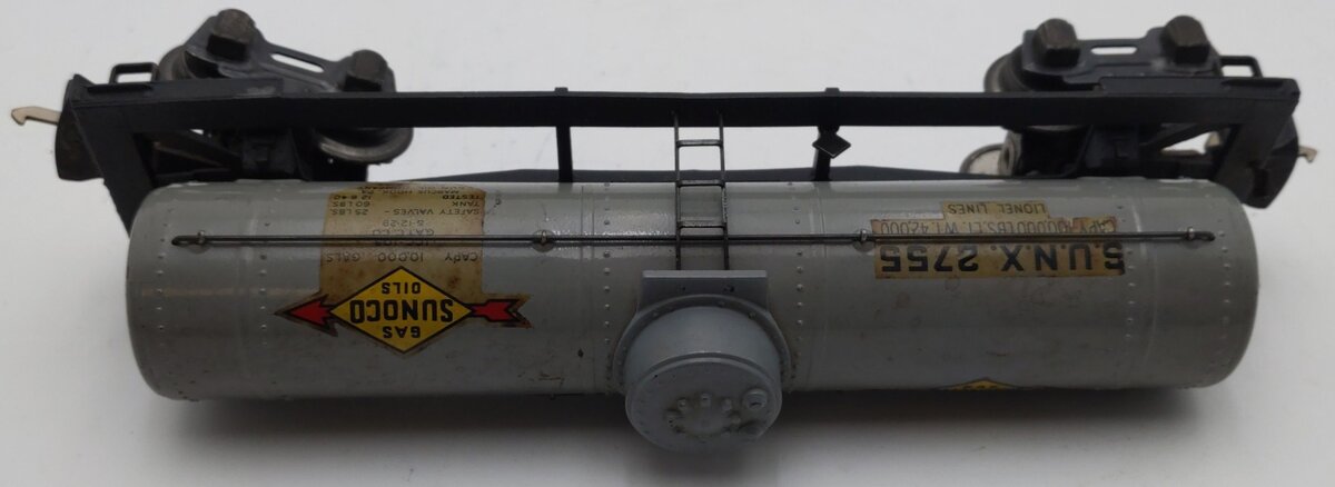 Lionel 2755 Vintage O Sunoco Metal Single Dome Tank Car - Tinplate Grey VG